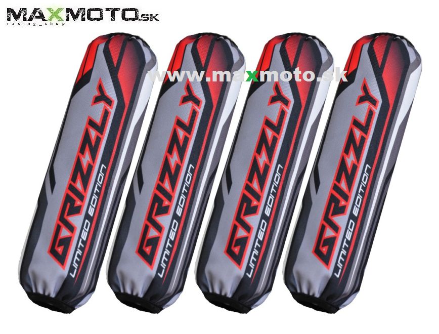 Návleky tlmičov YAMAHA Grizzly 450/ 660/ 700, 4ks, sivo-červené - NOVÝ MODEL